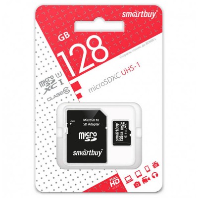 Карта памяти SmartBuy microSDXC 128 Гб + SD адаптер